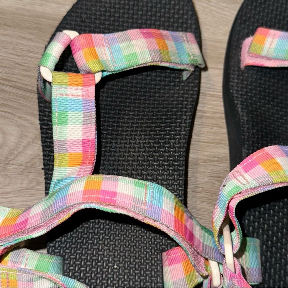 Rainbow Plaid Summer Sporty Sandals - Picture 3 of 9
